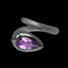 vaA323R (Silver Ring with Amethyst Tear Drop Stone)