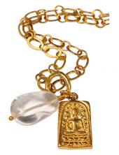 mbN312GP (Long Gold Plated Necklace with Buddha & Roc Crystal)