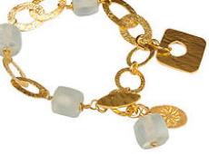 mbB44GPAqua (Gold-Plated Bracelet with Aqua Recycled Glass)