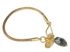 mbB222B_Labra (Brass Snake Chain Labradorite Bracelet)