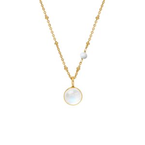 Moonstone and Opal Pendant Gold Plated Necklace