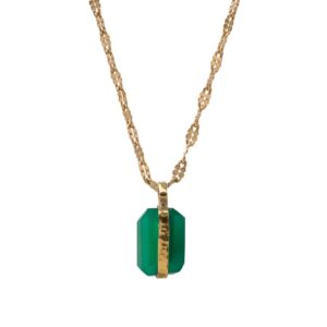 Gold Plated Necklace with Onyx Pendant