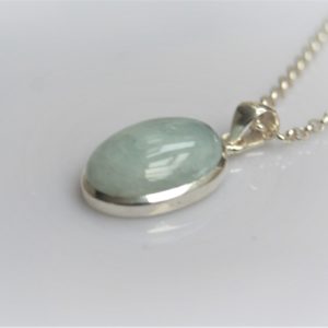 Aquamarine Silver Pendant Necklace