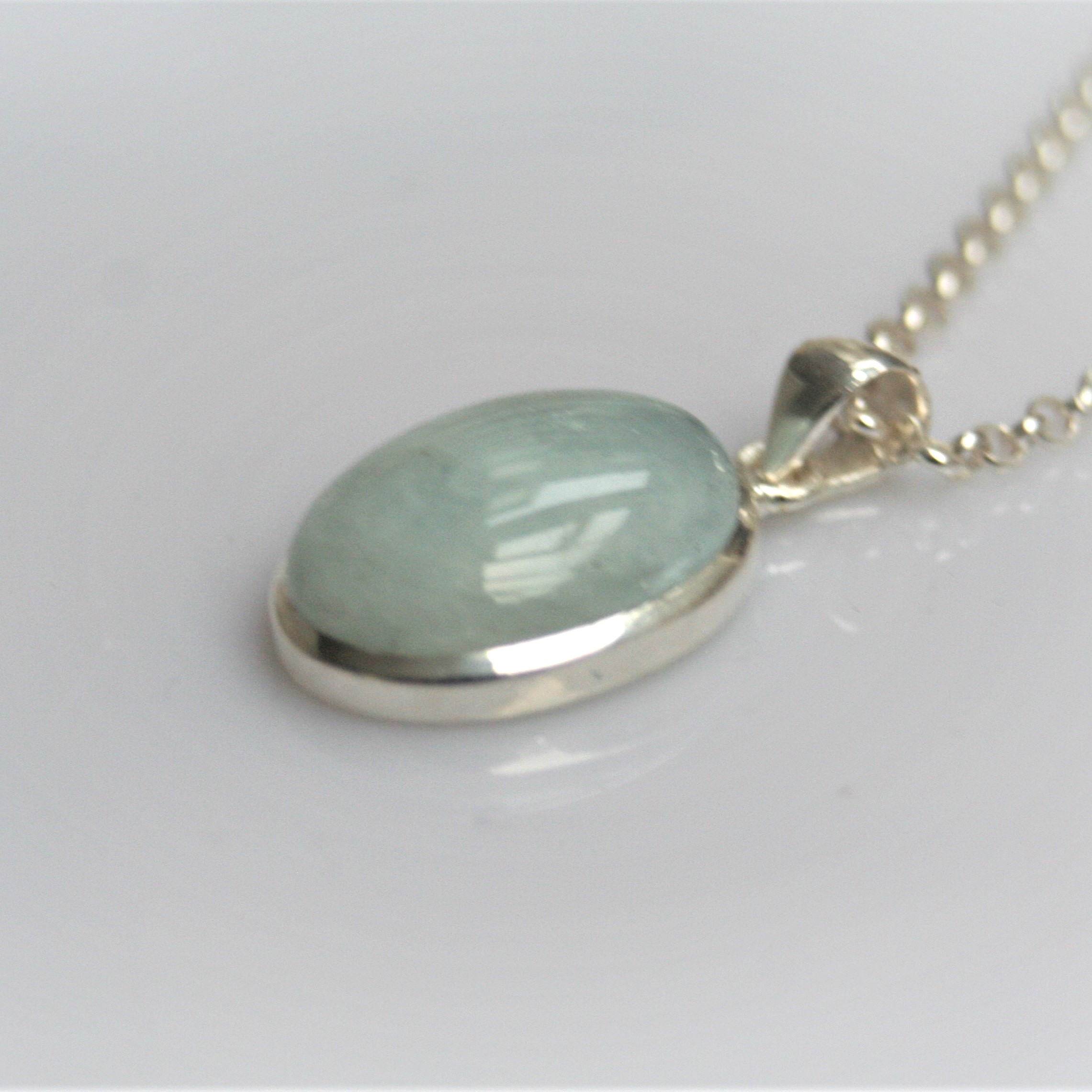 Aquamarine Silver Pendant Necklace