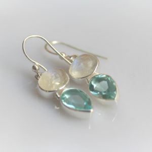 Silver Earrings with Semi Precious Gemstones