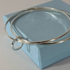 Sterling Silver Linked Double Bangle