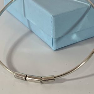 Sterling Silver Bangle with Silver Sliding Beads