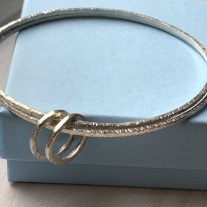 Sterling Silver Linked Textured Double Bangle