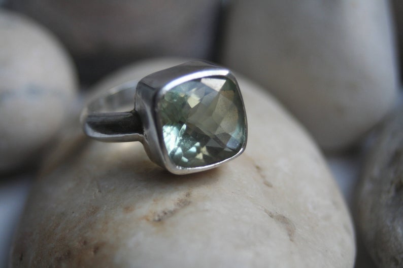 Sterling Silver & Green Quartz Statement Ring