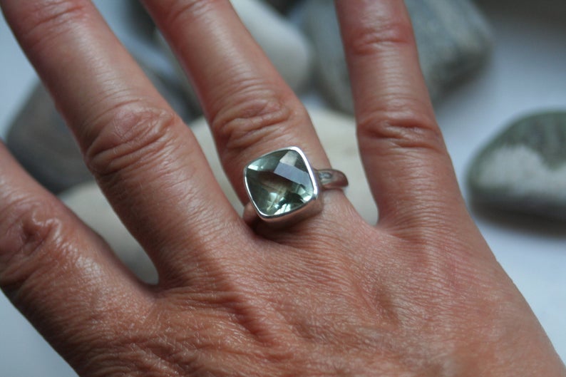 Sterling Silver & Green Quartz Statement Ring - Image 2
