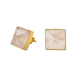 Pyramid Rose Quartz Earrings