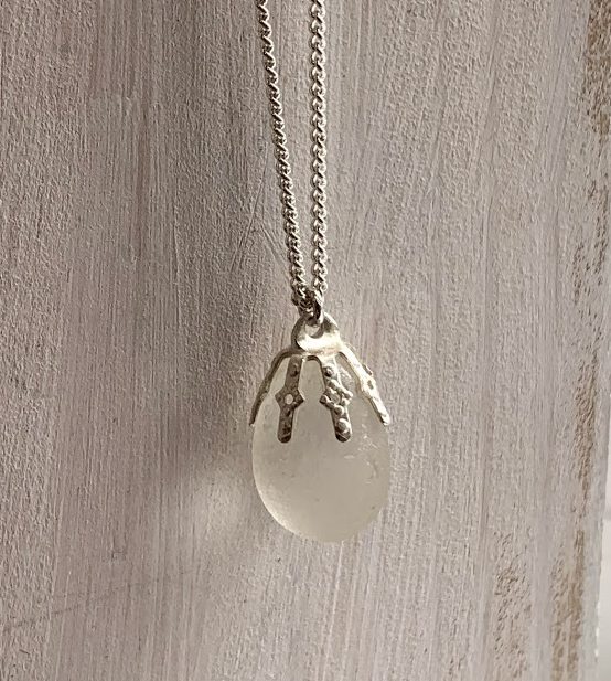 Seaglass and Sterling Silver Pedant Necklace