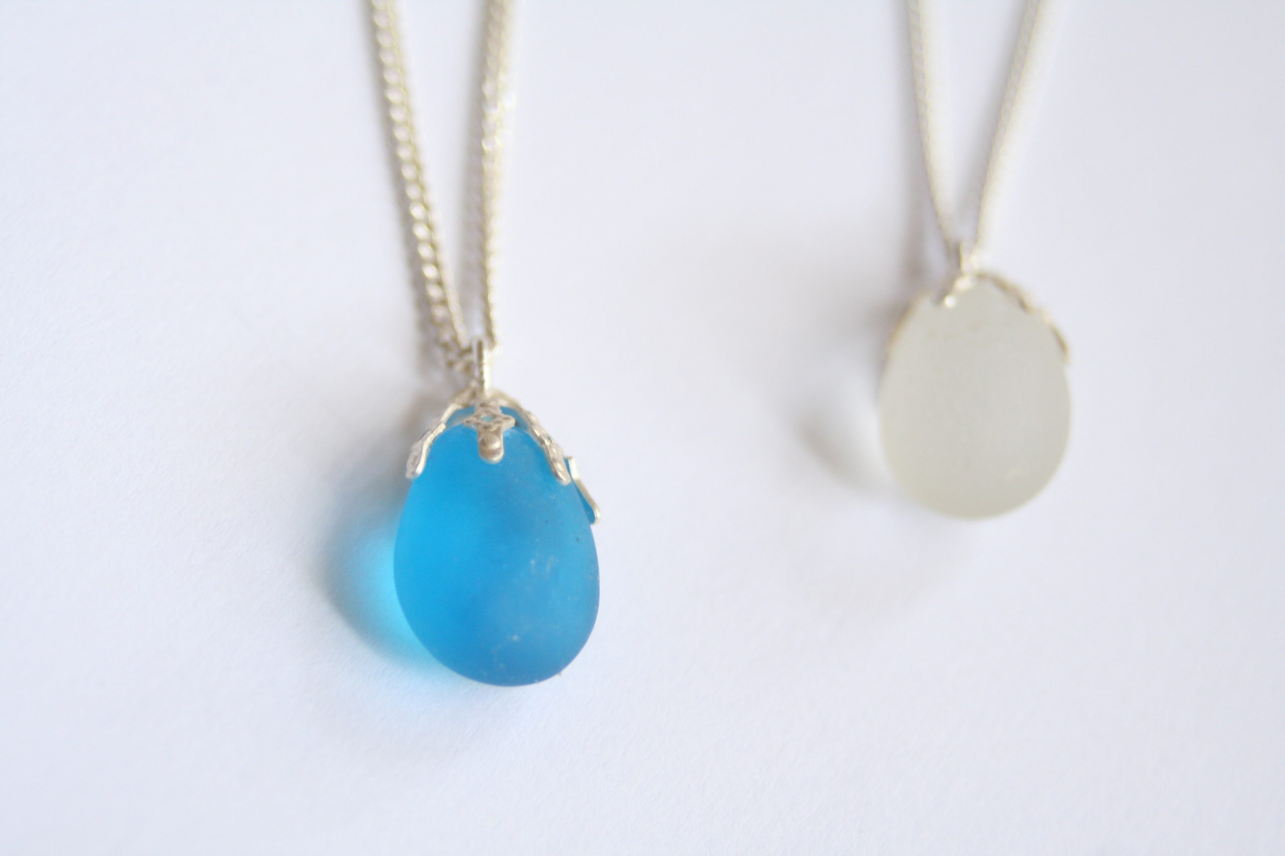 Sterling Silver Necklace with Seaglass Pendant - Image 2
