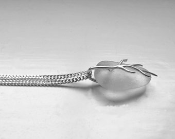 Sterling Silver Necklace with Natural Seaglass Pendant - Image 4