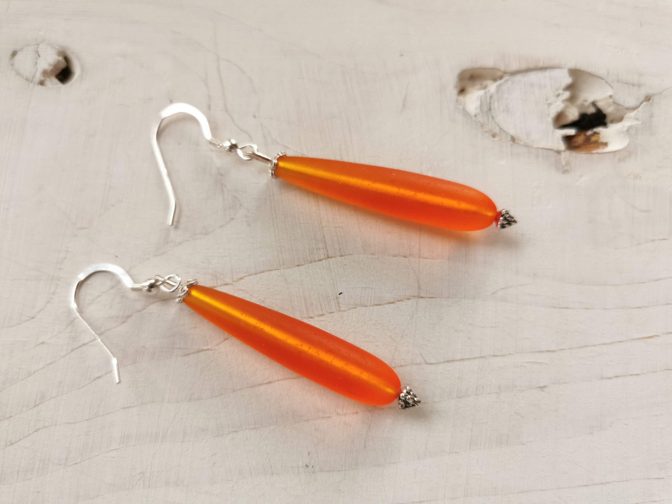Teardrop Seaglass Dangling Earrings - Image 2