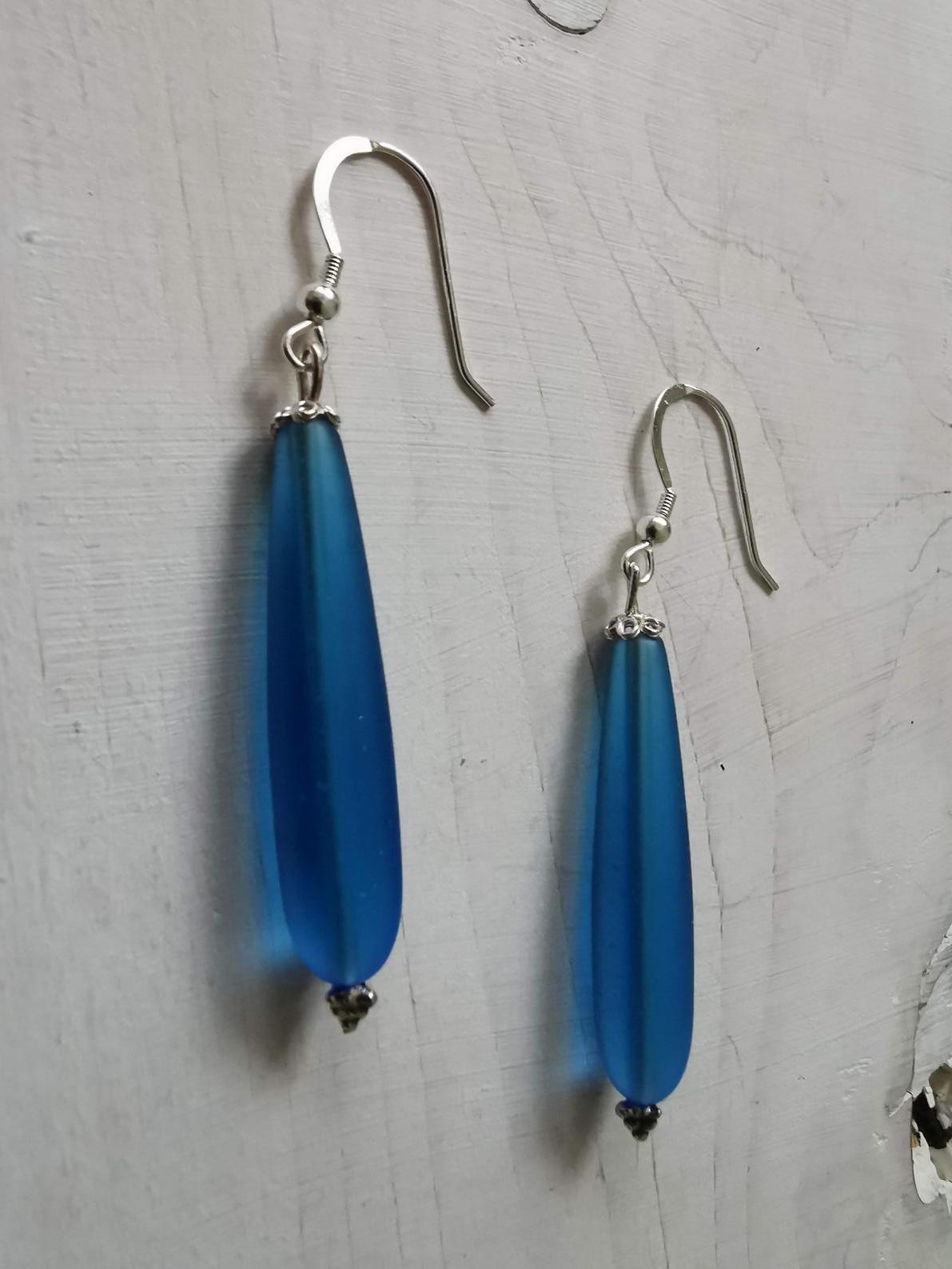 Teardrop Seaglass Dangling Earrings
