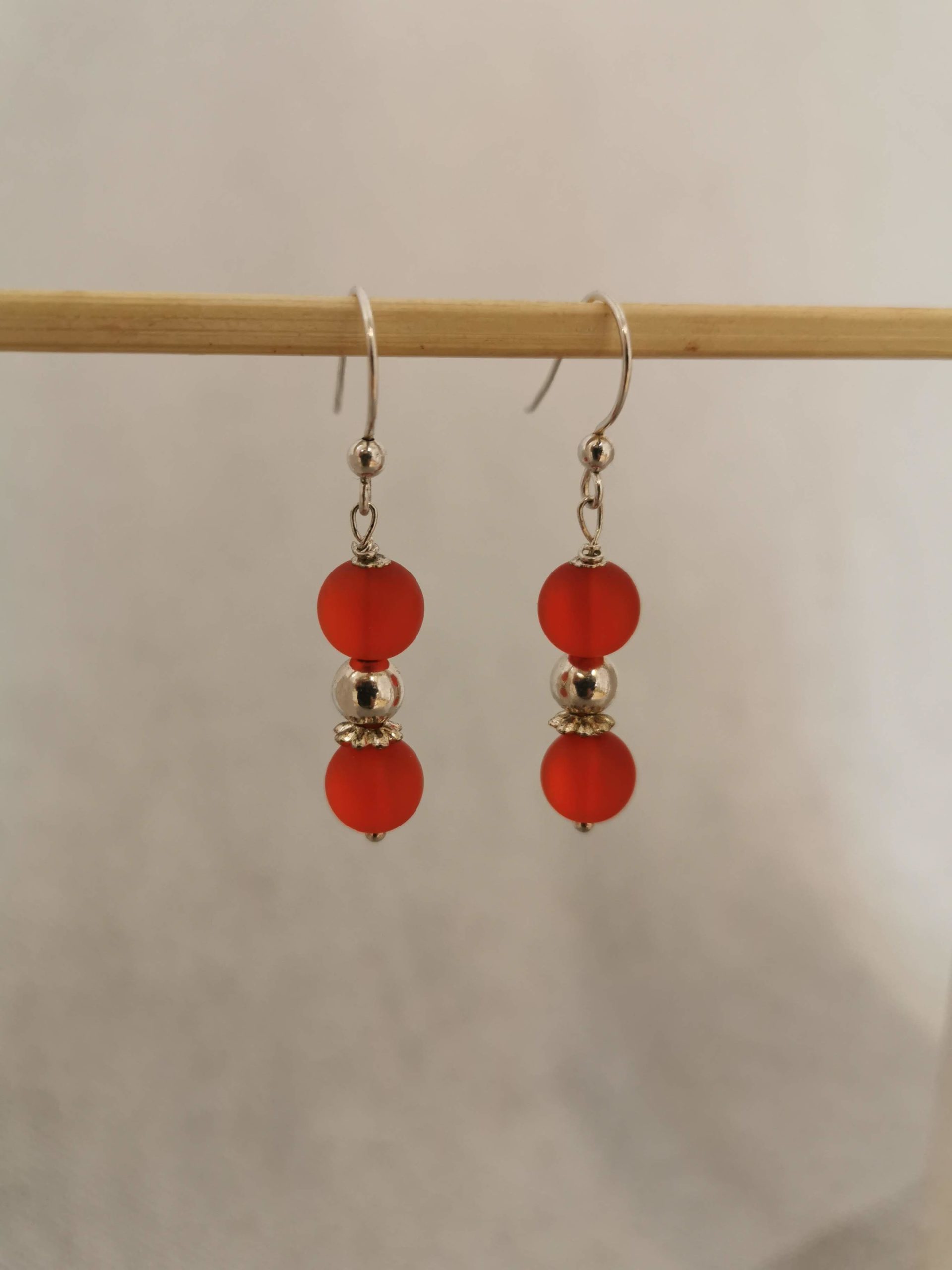 Boho Silver & Seaglass Dangling Earrings - Image 2