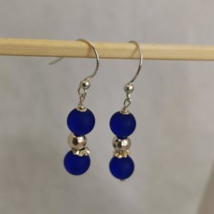 Boho Silver & Seaglass Dangling Earrings