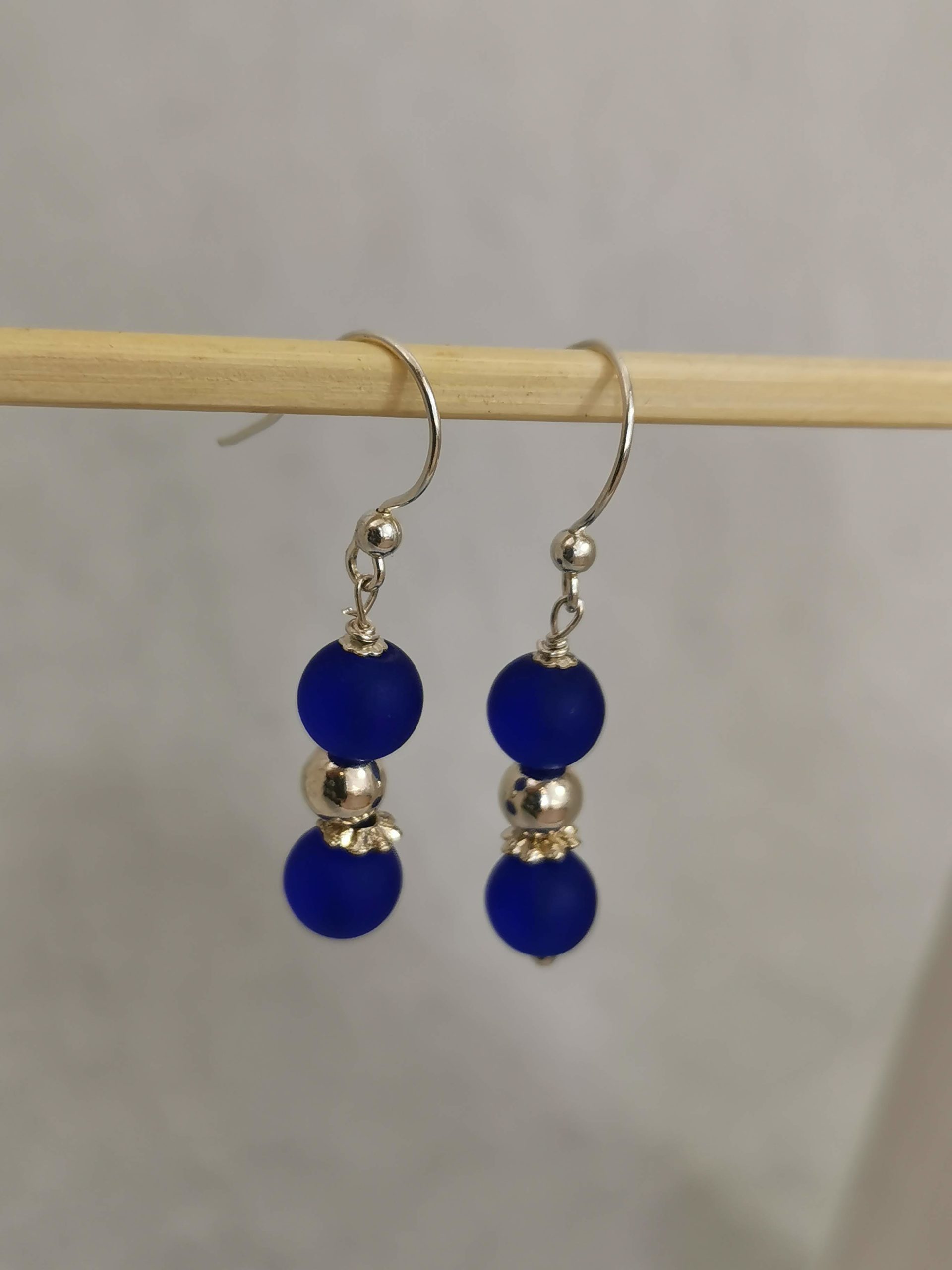 Boho Silver & Seaglass Dangling Earrings