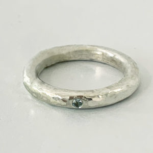 Textured Silver Ring with Topaz Gemstone