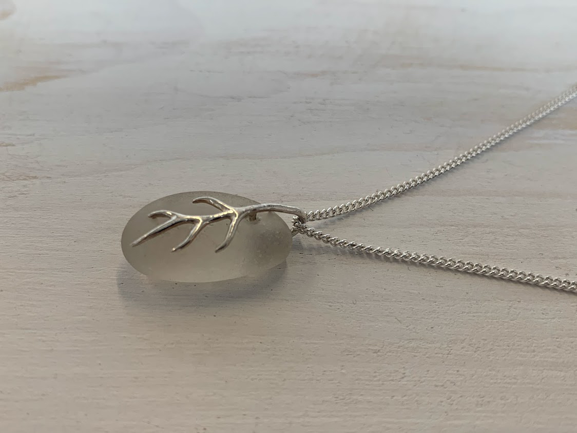 Sterling Silver Necklace with Natural Seaglass Pendant - Image 3