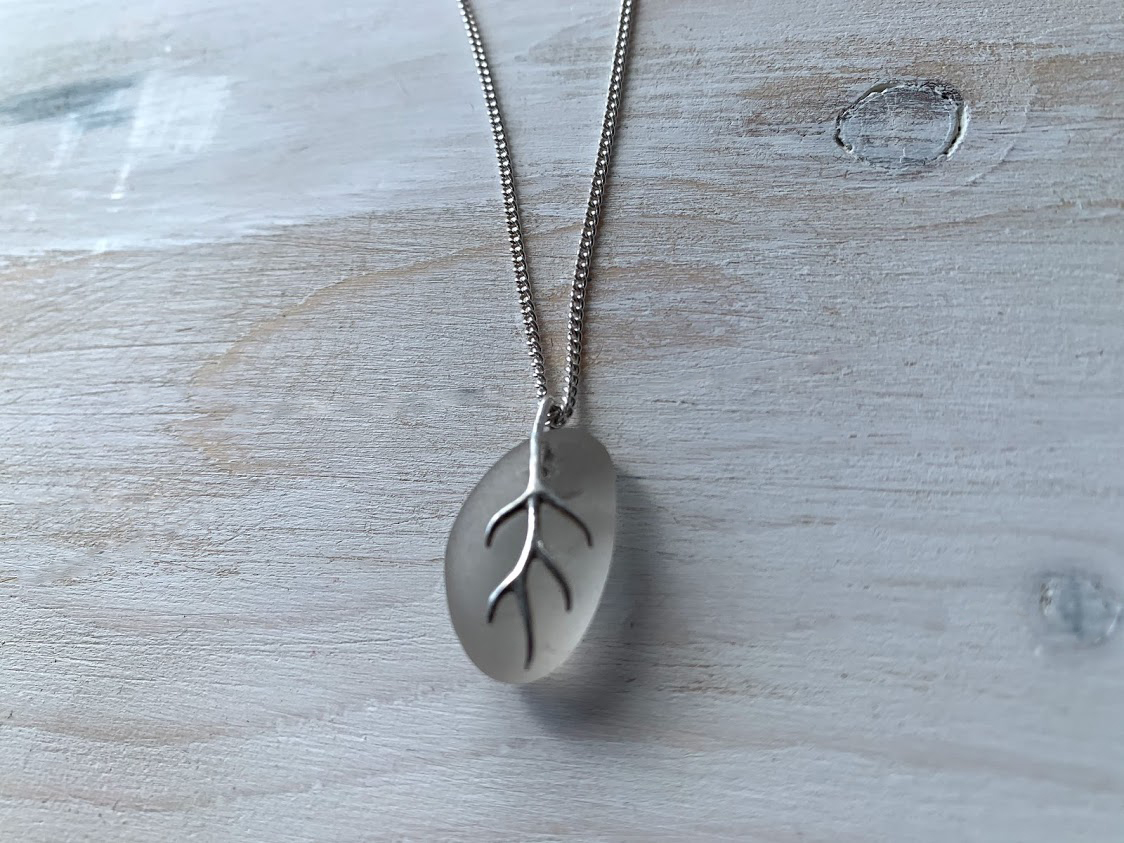 Sterling Silver Necklace with Natural Seaglass Pendant - Image 2