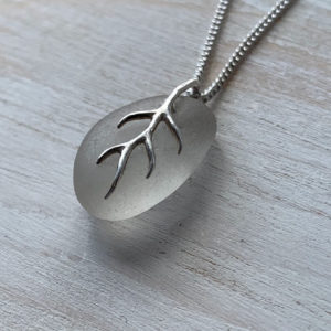 Sterling Silver Necklace with Natural Seaglass Pendant