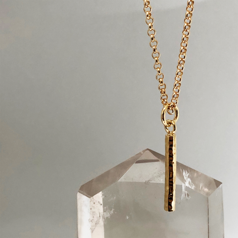 Long Hammered Bar Pendant - Image 2