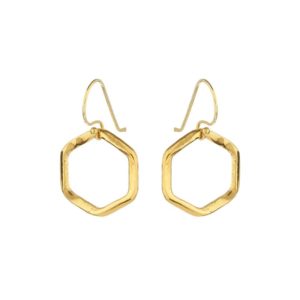 Handmade Hexagon Gold Plated Earrings