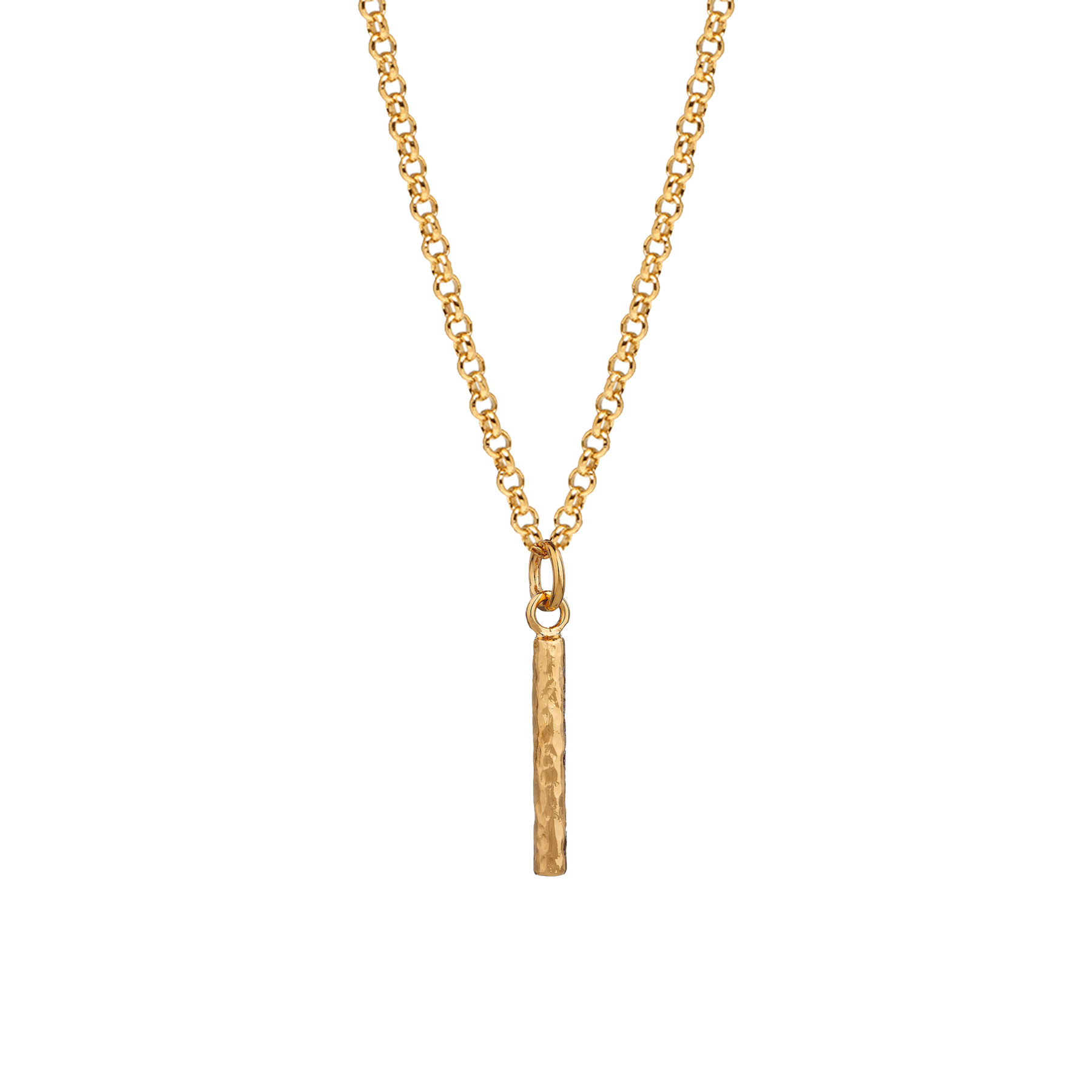Long Hammered Bar Pendant Necklace
