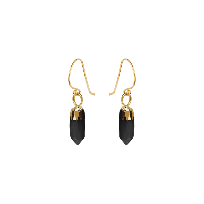 Gold Plated and Black Onyx Earrings