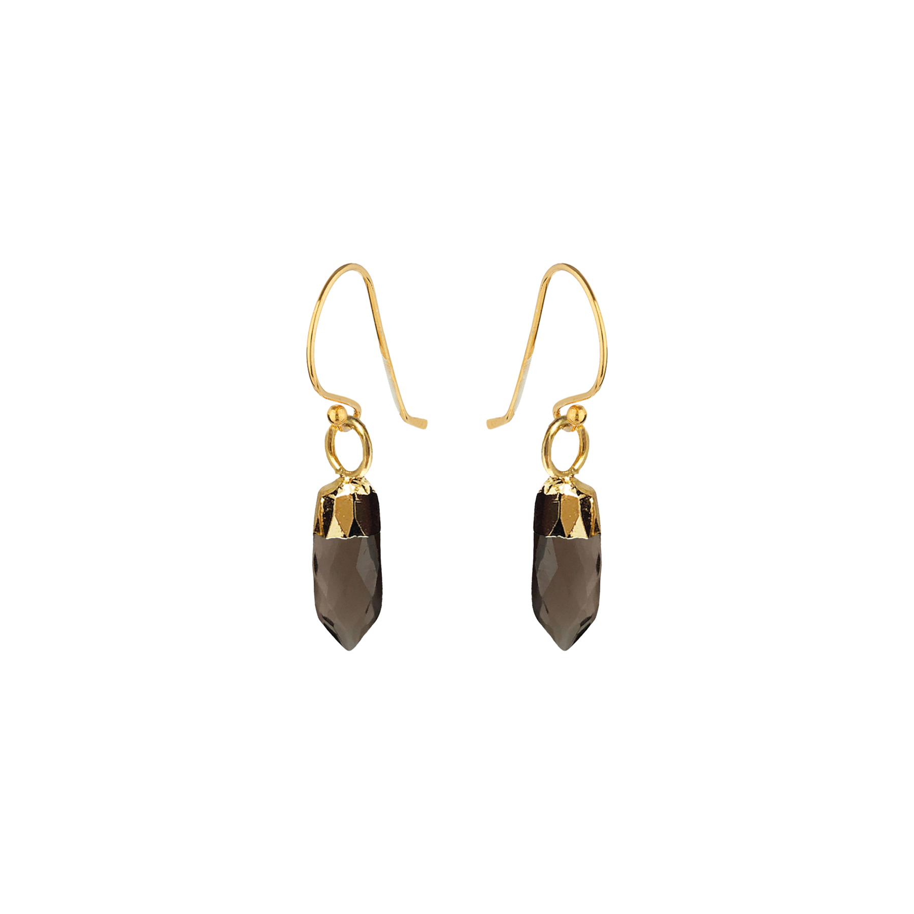 Gold Plated Smokey Quartz Earrings